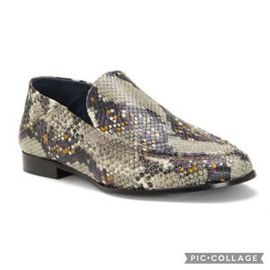 Vince Camuto Jendaya Convertible Loafer Mulberry Snake Print Leather Sz 6.5